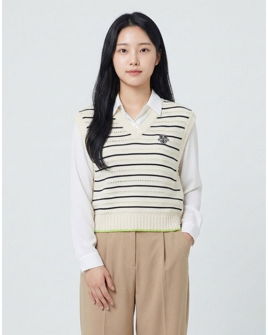 에꼴드파리 라인패턴 펀칭 니트베스트 RB32KVCM30Z