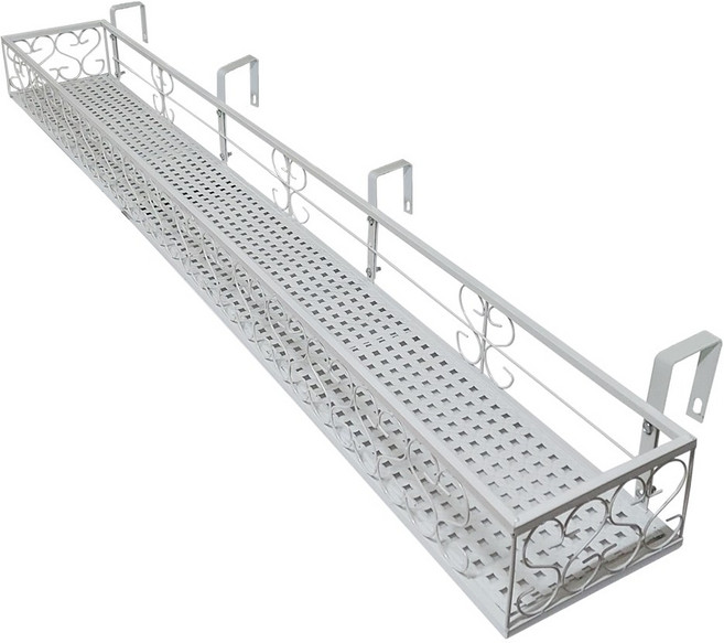 MK 베란다 화분걸이대 일반 난간용 (직각 150 X 25cm) 난간고리4개형, 화이트