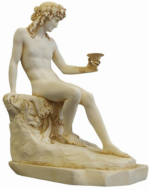 DadArt Bacchus Dionysus God 조각상 정확한 박물관 레플리카 단단한 설화 석고 조각 그리스에서 수작업으로 제작 오래된 녹청 219141, DadArt Bacchus Dionysus God 조각