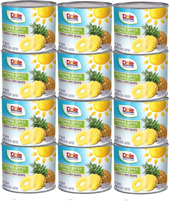 동원에프엔비 파인애플 슬라이스 통조림, 439g, 12개