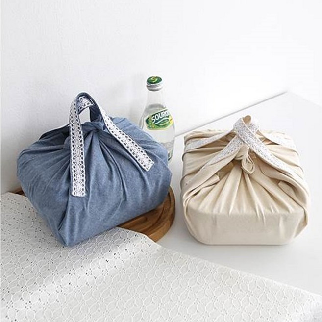 (셋트) 베이직레이스 도시락보자기 (2color) 도시락커버, 무지 청해지, 1세트