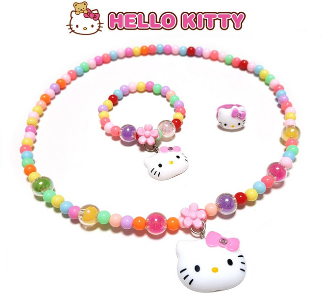 키티 레인보우 유아목걸이 팔찌 반지 3종세트 KS85