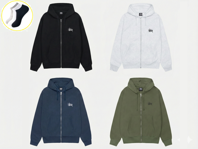 국내매장판 스투시 후드 집업 1975000 + 패션양말 증정