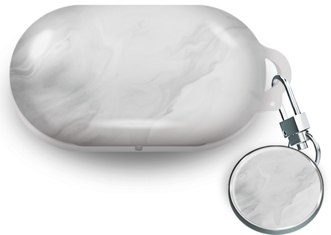 가꼬싶다 키링 마블링 에어팟케이스 버즈케이스, 밀키그레이, 버즈플러스/버즈1세대