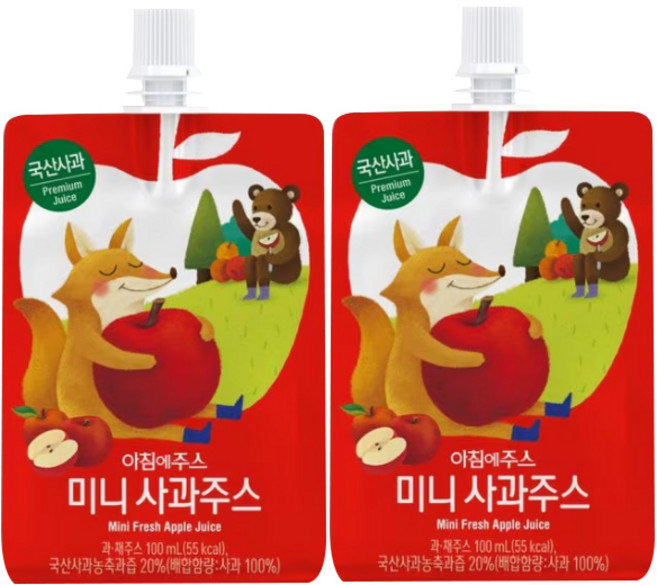 아침에주스 미니 사과주스, 100ml, 2개