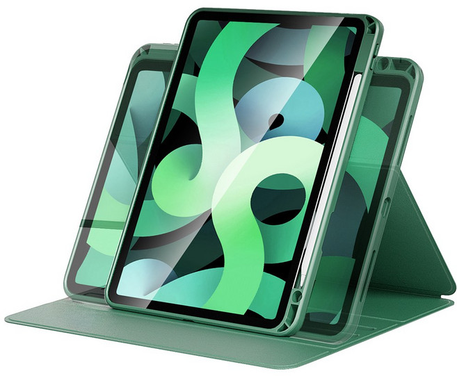 nimin 니민 펜슬 수납 360도 회전 마그네틱 태블릿 PC 케이스 커버 케이스, 딥그린