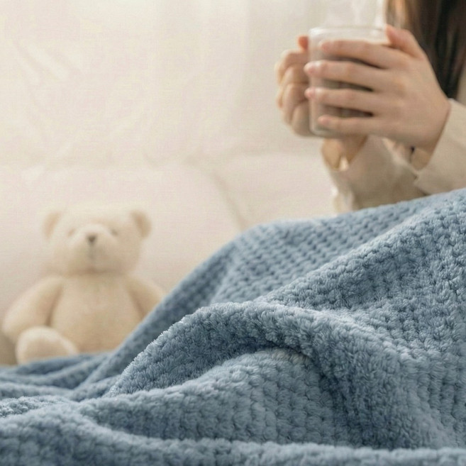 셀렉티크 극세사 무릎담요 학생 스카 캠핑 카페 강아지 차량 담요, 블루, 1개