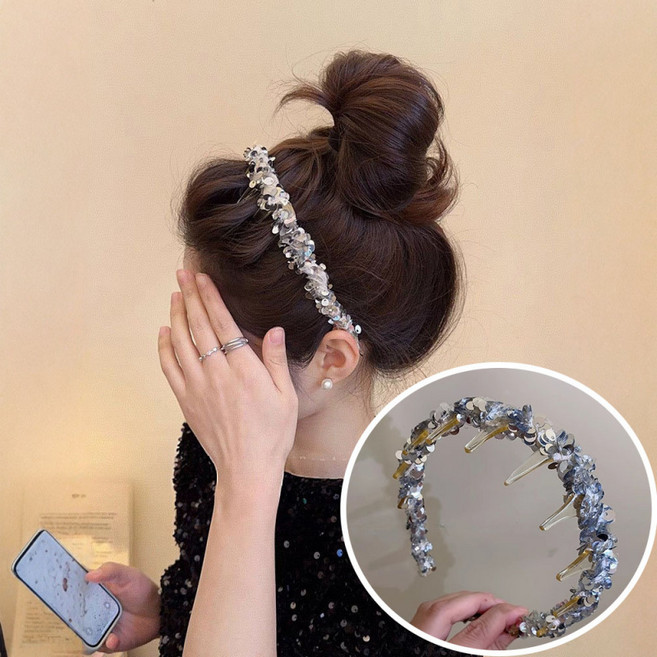 ZMBIRD 2PCS 글리터 장식 빗살 머리띠 N1598