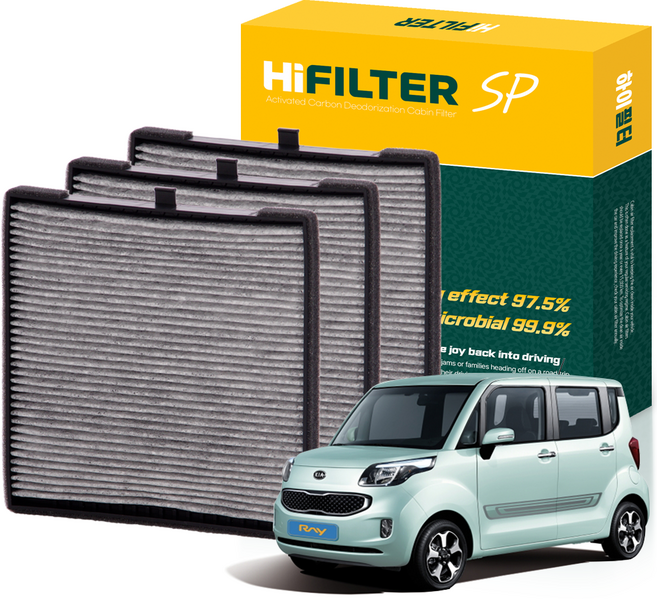 하이필터 기아 자동차 레이 활성탄 에어컨필터, 3개, 레이 TAM HI-Q017