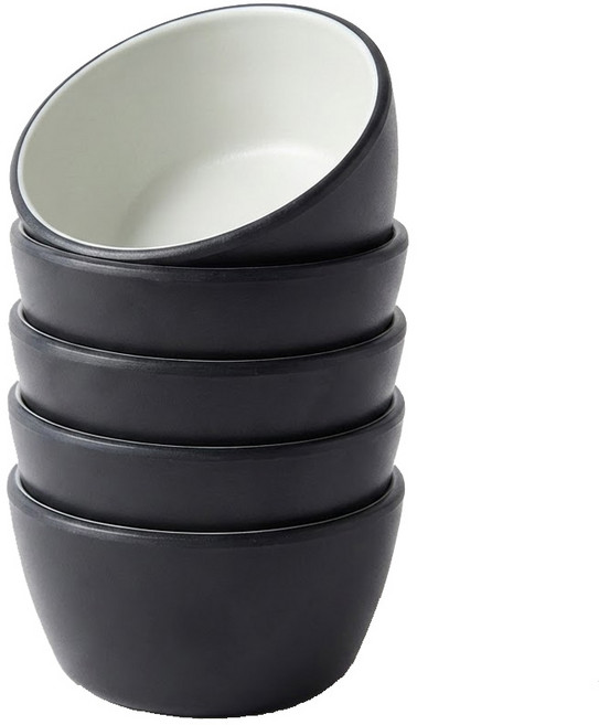 라이프초이스 멜라민 공기밥그릇 투톤 블랙 5P세트, 1개, 모던