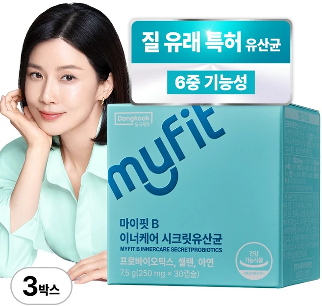 동국제약 마이핏 이보영 질 유래 특허 유산균 50억 6중 기능성 여성유산균, 30정, 3개 - 쿠팡