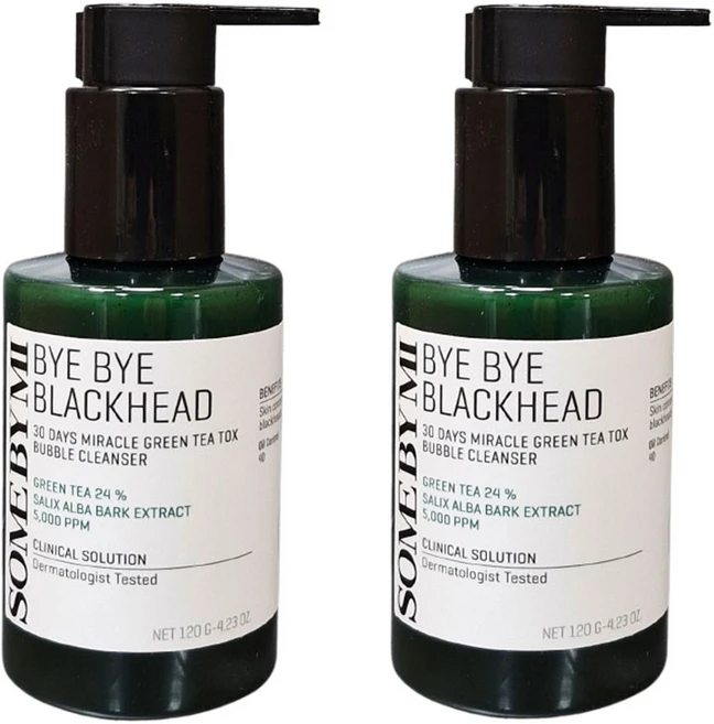 썸바이미 바이 바이 블랙헤드 30 데이즈 미라클 그린티톡스 버블 클렌저, 2개, 120g - 쿠팡