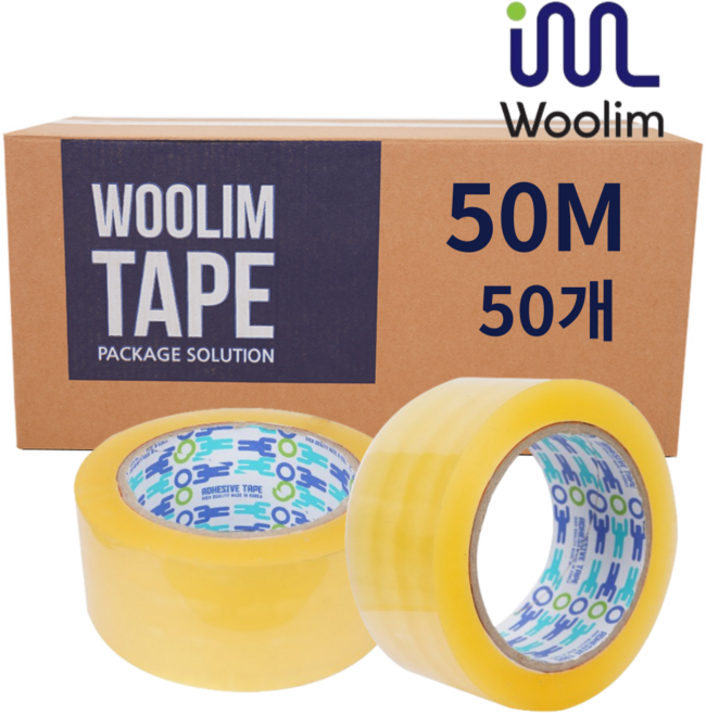 우림 OPP 박스테이프 1BOX, L3-경포장(50Mx50개), 투명, 1박스