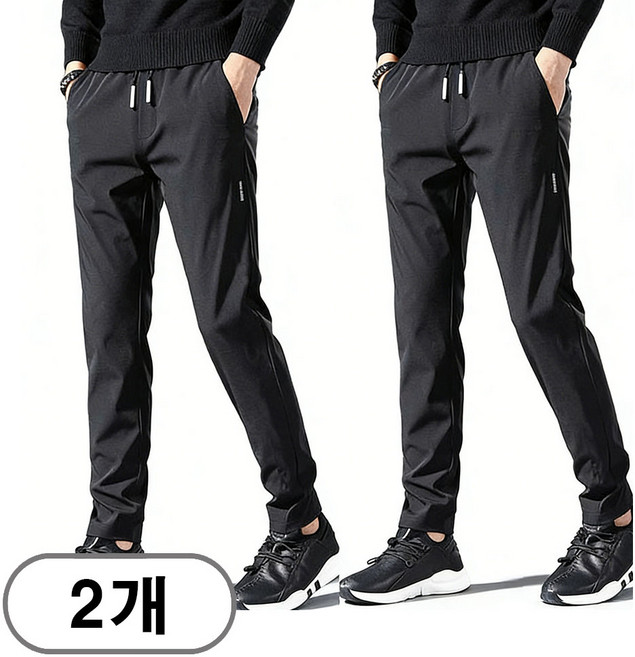 차쿠 1+1 남성 냉감 슬랙스 바지 시원한 여름 아이스 스판 밴딩 빅사이즈 가벼운 편한 팬츠 캐주얼 바지