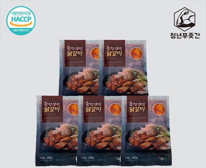 [청년푸줏간] 춘천닭갈비 200g, 5개