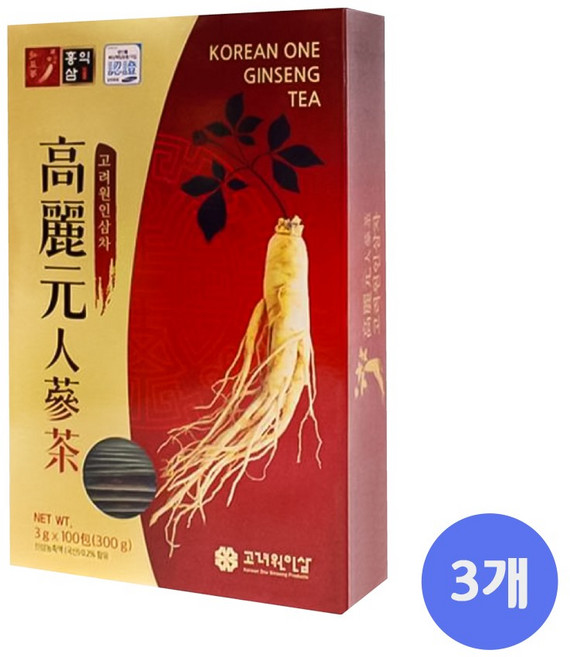고려원 고려 인삼차 목함, 300g, 100개입, 3개