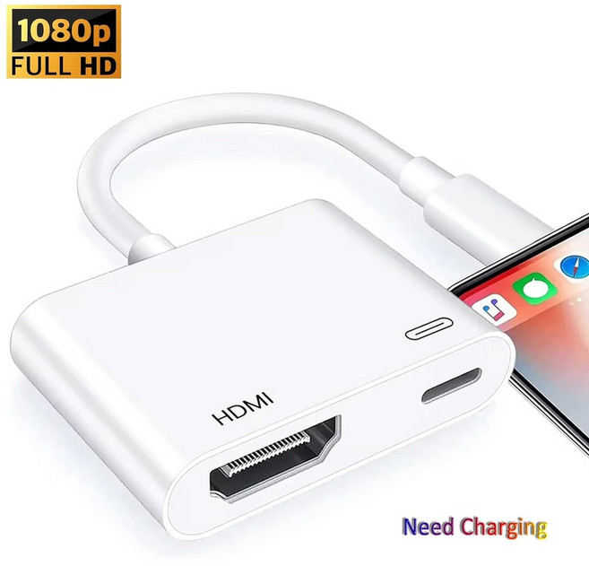 아이폰 아이패드용 HDMI 어댑터 TV 라이트닝-HDMI 어댑터 1080P 라이트닝 디지털 AV 컨버터 싱크 스크린 HDMI 케이블 어댑터, need power supply