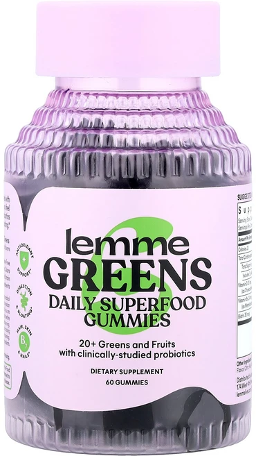 Lemme Greens Daily Superfood Gummies Berries & Greens 60 Gummies, 1개 - 쿠팡