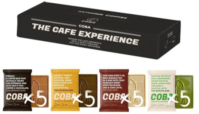 COBA 초콜릿 코바 카페인 커피 1바 1잔의 말차 에너지 증진 휴대용 카페인으로 헬스장 여행 일상용 글루텐 프리 비변형 20개입, 샘플러