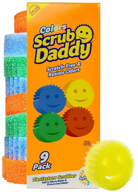 스크럽 대디 컬러 스펀지 - 주방 욕실 및 가정 청소용 스크래치 없는 다용도 식기 BPA 프리 폴리머 폼으로 제작 (3개), 독점 Scrub Daddy 색상
