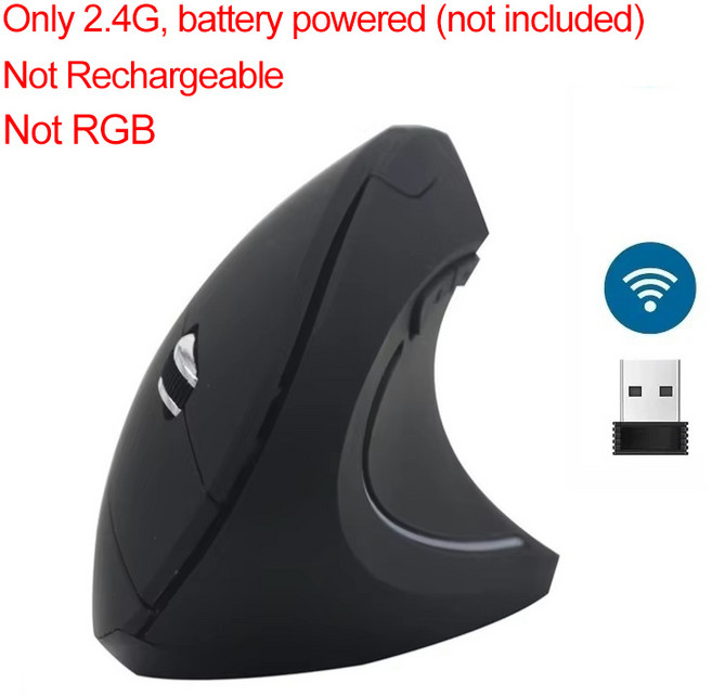버티컬 마우스수직 마우스 무선 블루투스 2.4G 듀얼 모드 게임용 노트북 PC 컴퓨터 Deskto 인체 공학적 충, 01, 01 Only 2.4G no RGB
