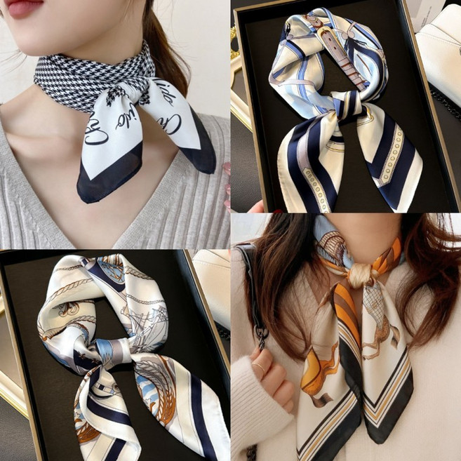 썬] 스카프 데일리 정사각 실크 가을 쁘띠 헤어밴드 봄 목 넥워머