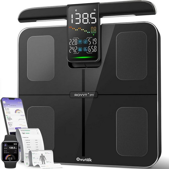 Ovutek SMART 스마트 Scale for Body WEIGHT 웨이트: 8-Electrode 57 Measurements PrOF 오브essiON 온al Composit, 13.8*12.6in