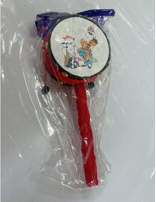 SNS 古早味 懷舊童玩 傳統鈴鼓 (小) 18x6x4cm, 1個, 彩色