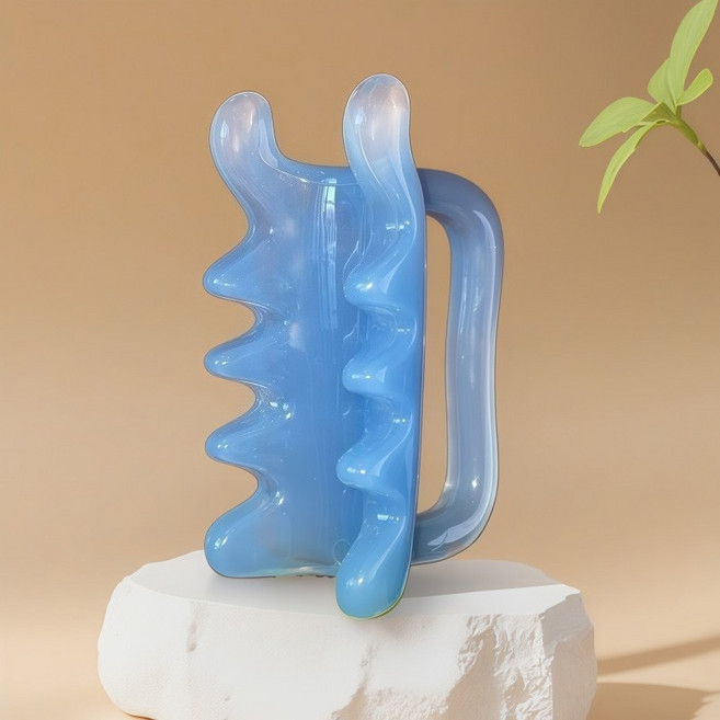 전신 꾹꾹이 두피 수지 괄사 얼굴 페이스 도구 로즈쿼츠 지압 기구 마사지기 바디 목, 파랑, 1개