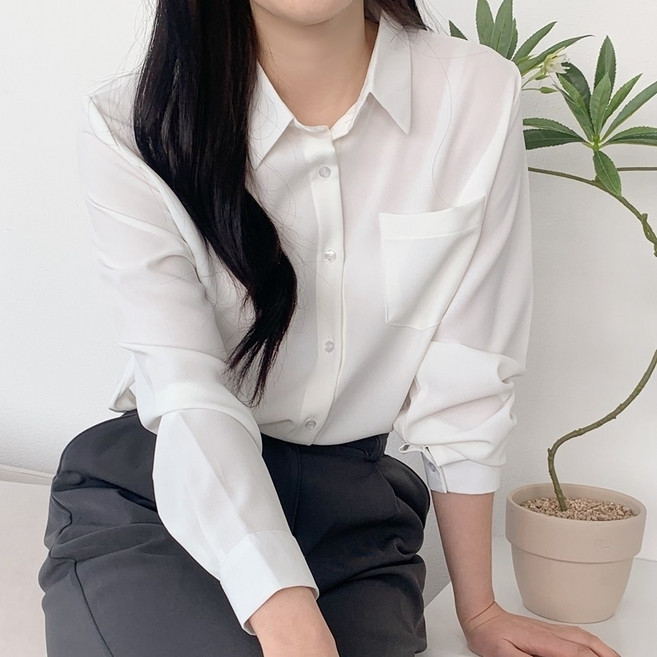 구김없는 링클프리 셔츠 긴팔 면접 남방 오피스 정장 빅사이즈 여성 블라우스