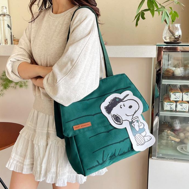 스누피 가벼운 데일리 캐릭터 캔버스 에코백