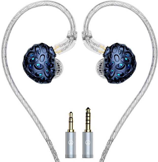 TRN 고래상어 WHALE SHARK 3DD 평판형 유선 인이어 모니터링 이어폰, 블루, WHALESHARK