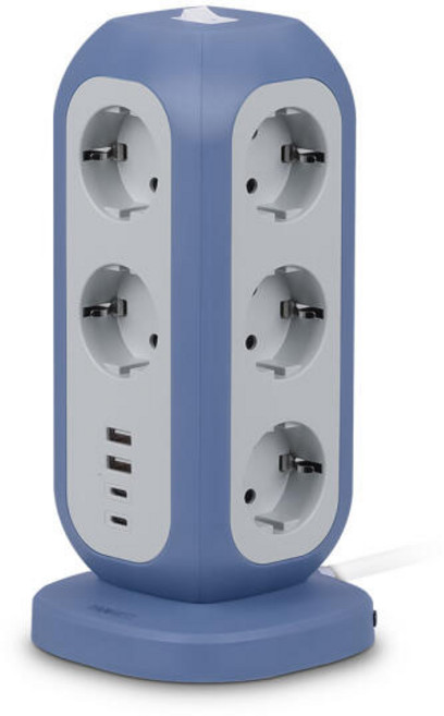 아트박스/비트로 대용량 타워형 멀티탭 전기콘센트 15구 / 스탠드형, 스틸블루, 스틸블루, 1개