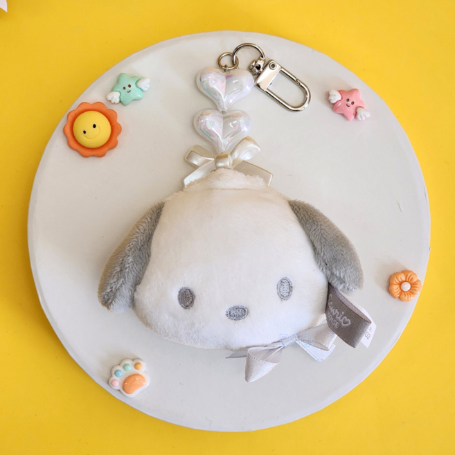 BSC 산리오 실버얼굴 인형 가방장식 키링 열쇠고리 캐릭터얼굴 가방고리 실버비즈 키홀더, 1개, 5.포차코 얼굴 실버비즈, 5cm