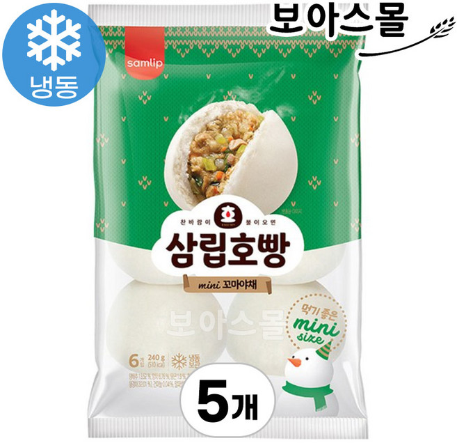 (냉동)[삼립]호빵 미니꼬마(야채)6개입x5개, 240g, 5개
