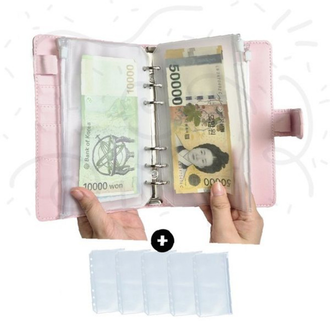 현금바인더 지퍼백 속지포함 육공 예산관리 저축 챌린지 생활비관리 가계부 현금생활 돈관리, 1개, 민트