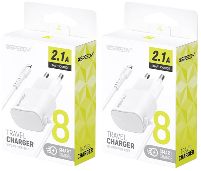 아이폰일체형충전기 고속 2.1A 8핀 1.2m 군대일체형충전기 부대반입, White, 2개