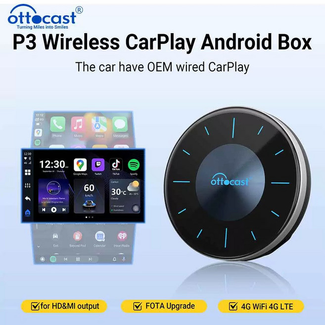 Ottocast P3 無線 CarPlay Android 車機, 1個