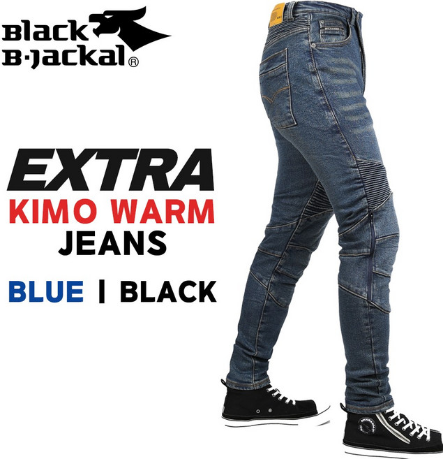 블랙비자칼 오토바이 기모 웜 청바지 (블루/블랙), 32, 블루