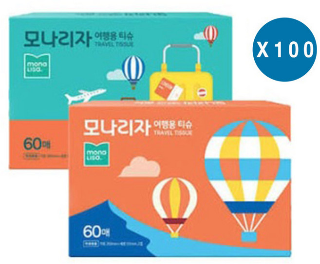 벨라지오 모나리자 여행용티슈 60매 x100개, 60매입, 100개