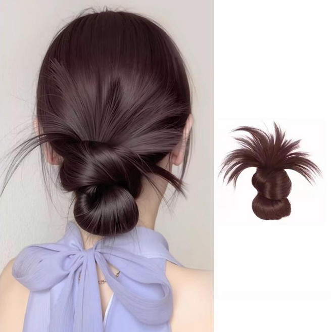 1P/2P 여신 꽁지머리 가발 집게 가시번 로우번 하이번 자연스러운 부분가발 올림머리 똥머리, 1개, 다크브라운