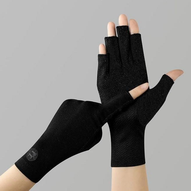 안이븐 자외선차단 손가락 반장갑, 1개, 블랙