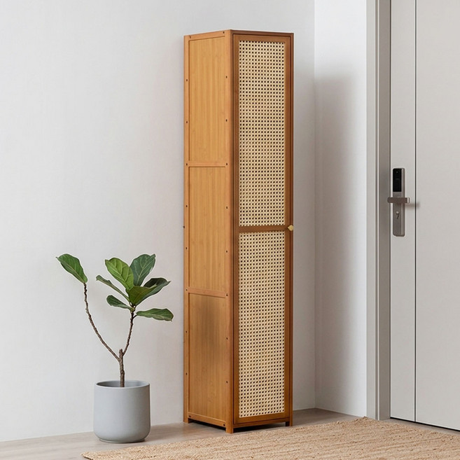 플레니스 현관 틈새 수납장 신발장, 10단, 브라운 라틴형도어