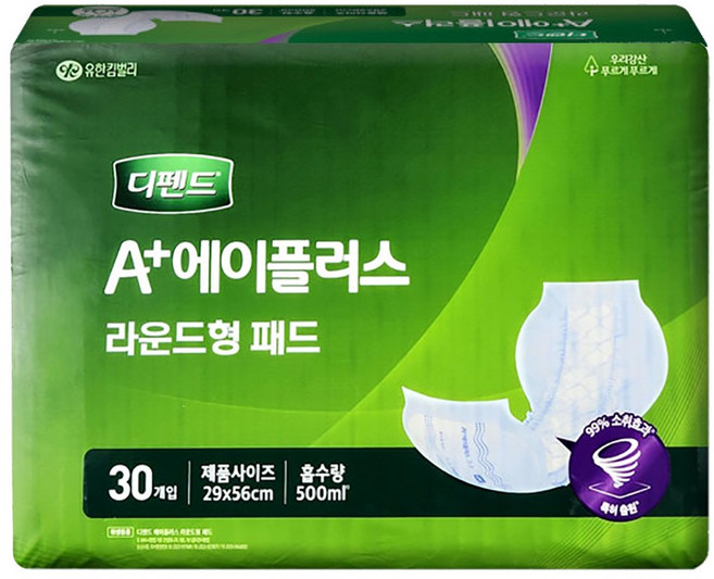 디펜드 에이플러스 라운드형 패드 속기저귀, 30개입, 1개