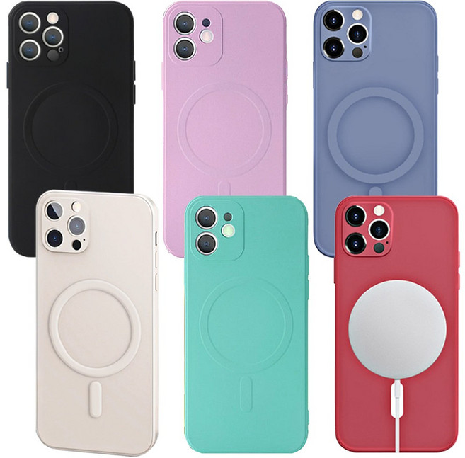 아이폰12 mini 미니 맥세이프 충전 마그네틱 자석링 풀커버 범퍼 컬러 실리콘 케이스 카메라 렌즈 보호