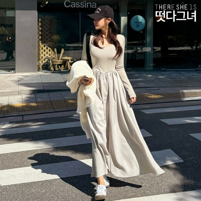 떳다그녀 웨더 플레어 롱 원피스