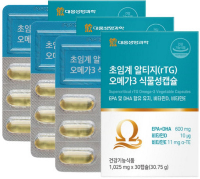 대웅 초임계 알티지(rTG) 오메가3 식물성캡슐 1025mgx30캡슐 3박스, 30.75g