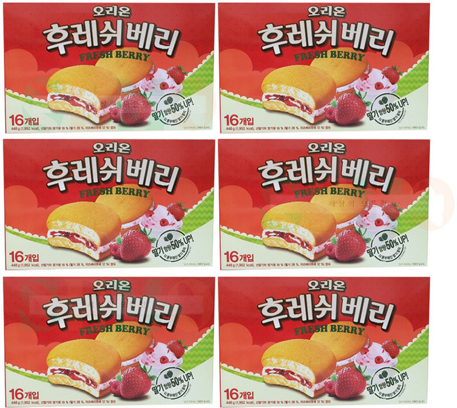 오리온 후레쉬베리 딸기 대용량, 448g, 6개