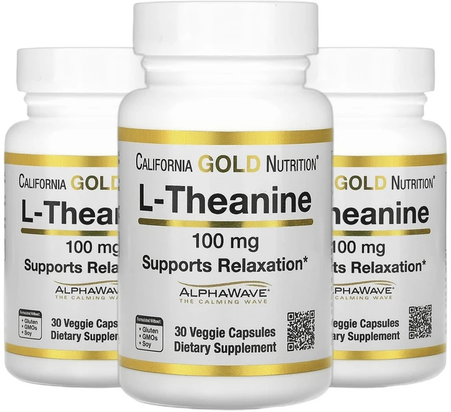 캘리포니아골드뉴트리션 AlphaWave L 테아닌 100mg 베지 캡슐 30정 2+1, 30회분, 3개 - 쿠팡