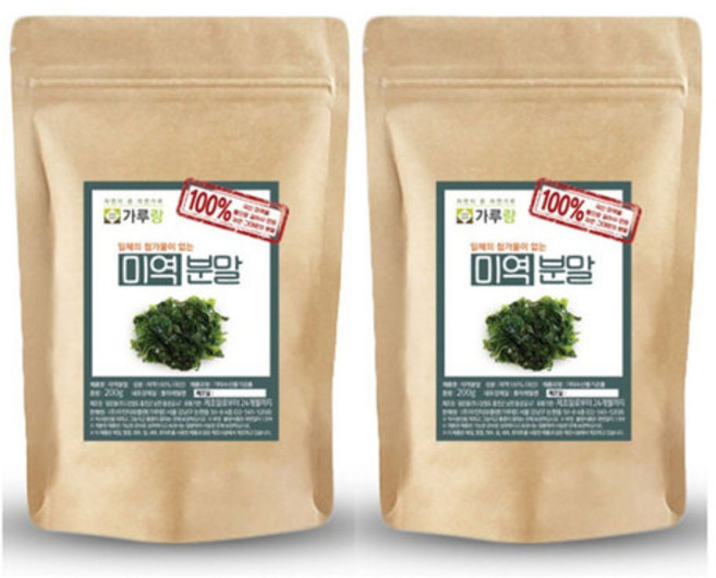 미역분말 100% 미역가루 무합성첨가물 국산 200g 2팩, 2개
